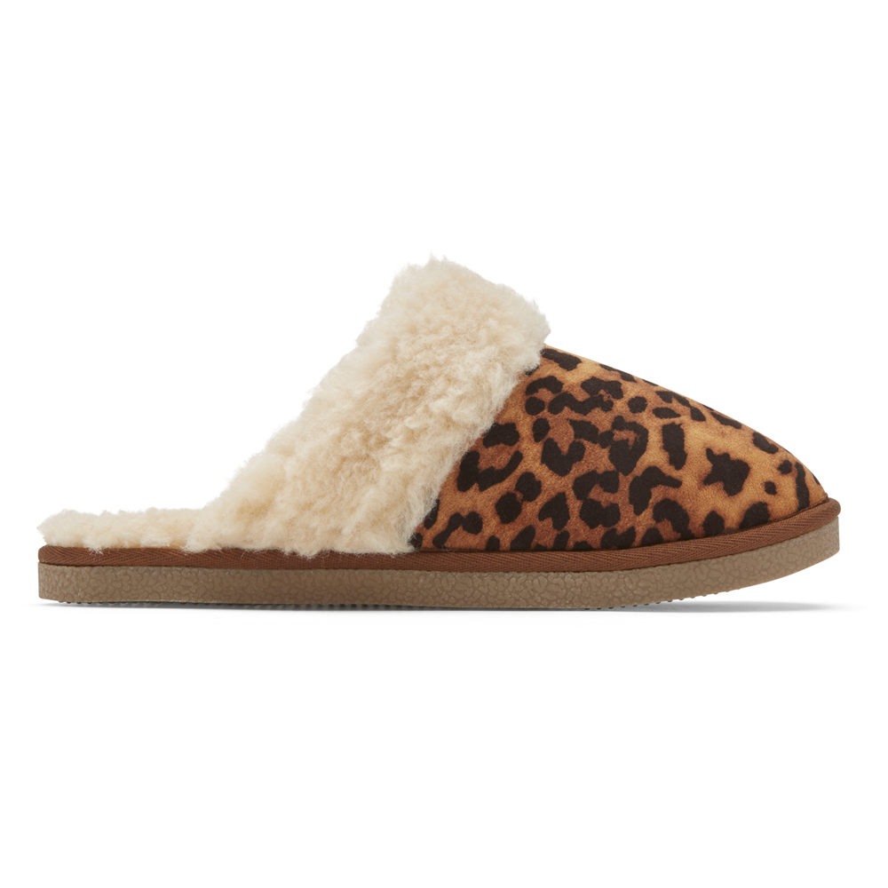 Rockport Womens Slippers Leopard - truTECH Veda Slide - UK 715-XYIOCW